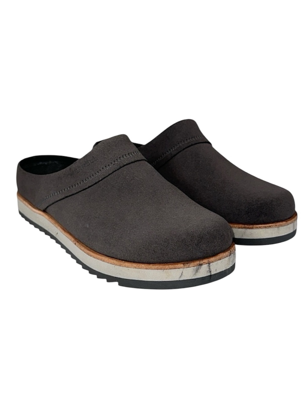 Merrell Juno Suede Slip On Clogs Charcoal Gray Casual Comfort Mules Size 7